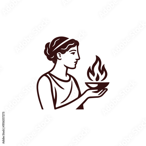 Greek Hestia Hearth Goddess Logo