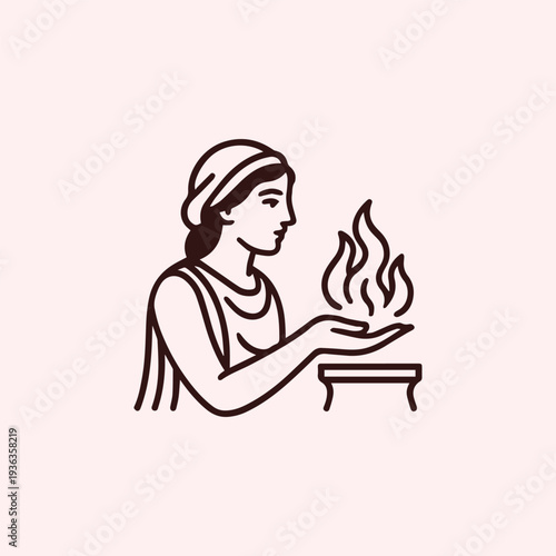 Greek Hestia Hearth Goddess Logo