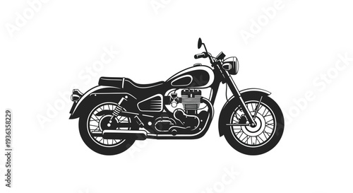 A classic motorcycle design is sharply rendered in a striking black silhouette high quality professional detailed modern elegant