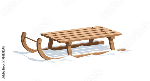 Wooden Sled in Snow - Winter Fun and Recreation