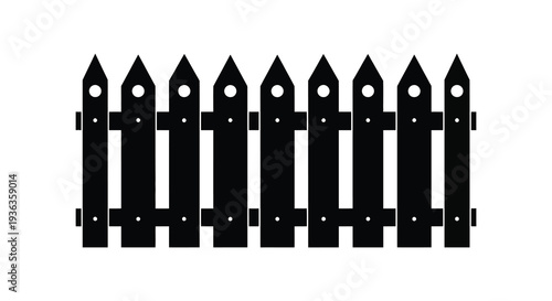 A minimalist black and white illustration of a picket fence showcasing a striking silhouette high quality professional detailed modern elegant