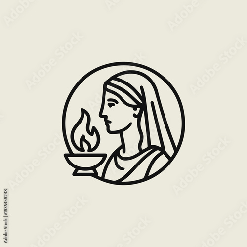 Greek Hestia Hearth Goddess Logo