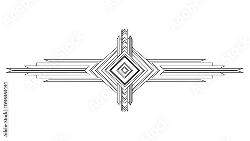 Ornate art deco style symmetrical divider or header design with diamond shapes and clean lines for decorative stationery and documents.