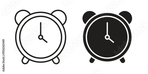 Alarm clock icon linear symbol. Vector Designs.