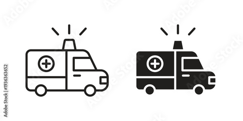Ambulance icon linear symbol. Vector Designs.