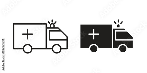 Ambulance icon linear symbol. Vector Designs.