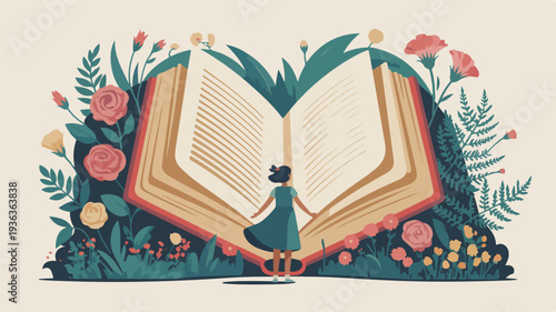 Woman Reading in a Floral Landscape