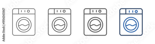 outline icon set washing machine with washing machine design