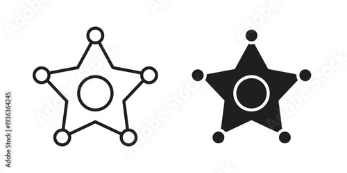 Badge Sheriff icon linear symbol. Vector Designs.