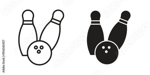 Bowling icon linear symbol. Vector Designs.