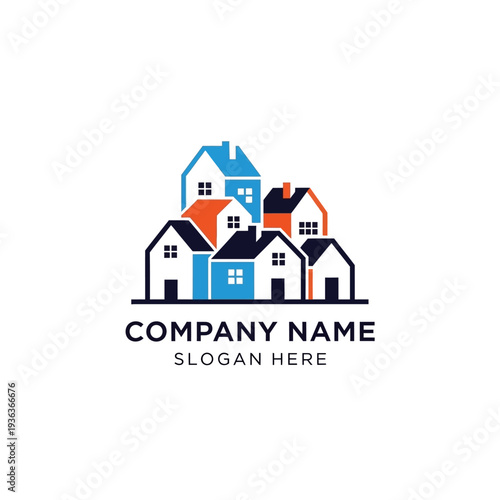 Colorful Houses Logo Design Template.
