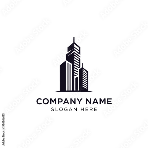 Modern Skyscraper Logo Design Template Illustration.