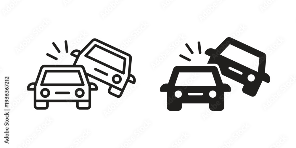 Foto Car crash icon linear symbol. Vector Designs.