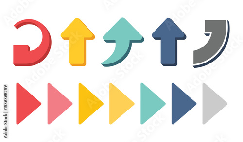 Arrow Symbol Colored Vector, directional pointer icons, navigation indicators, infographic arrows, interface guidance graphics, modern minimal design element.