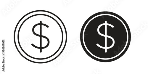 Coin icon linear symbol. Vector Designs.