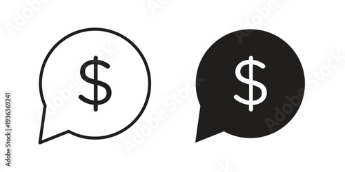 Comment dollar icon linear symbol. Vector Designs.