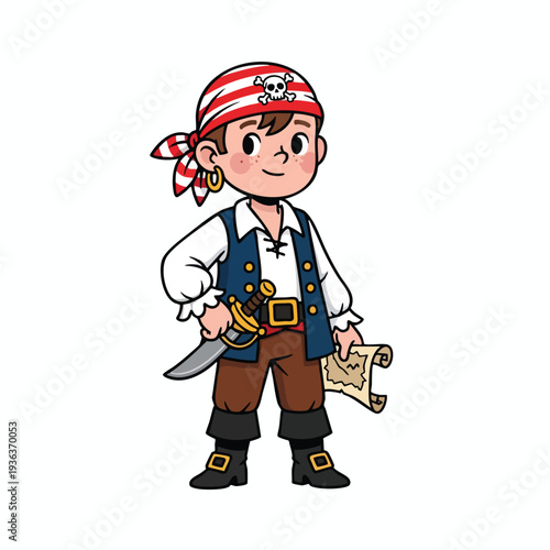 Cute Child in Pirate Costume for Adventure or Costume Party Themes