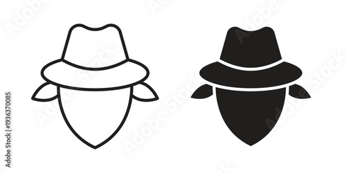 Cowboy icon linear symbol. Vector Designs.