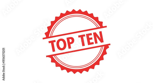 A vibrant red circular badge displays the text top ten with a striking silhouette high quality professional detailed