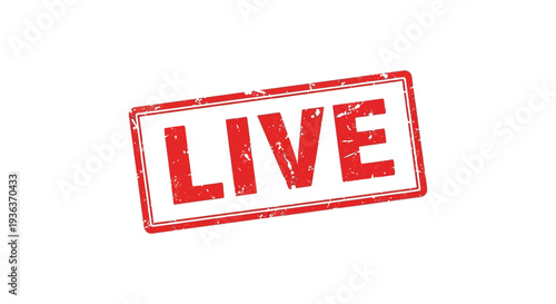 A distressed rectangular red stamp boldly declares live against a pristine white background silhouette high quality professional detailed