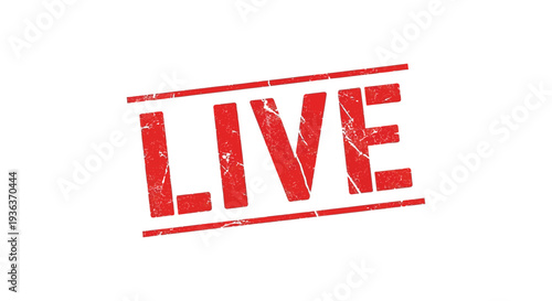 A bold red live sign with a distressed texture and rectangular border presented as a silhouette high quality