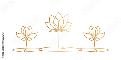 lotus flowers gold for Vesak day illustration