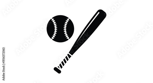 A striking black silhouette depicts a baseball and bat symbolizing america s favorite pastime silhouette high quality professional detailed