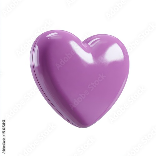 Wallpaper Mural Glossy Purple Heart Shape Isolated on White Background with Subtle Reflections Torontodigital.ca