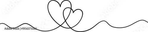 Continuous Line Art Couple Hearts Symbolizing Love Abstract Man and Woman Vector Illustration.