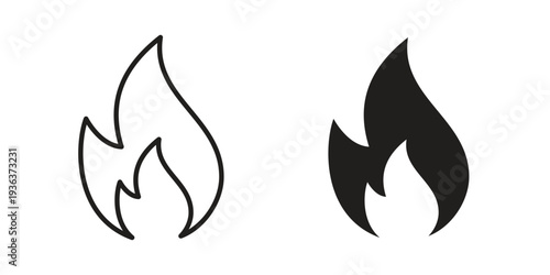 Flame icon linear symbol. Vector Designs.