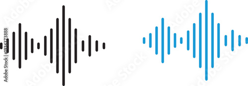  Sound Wave Line Art Vector Icon Audio Waveform Symbol for Music Apps and Websites. Sound Wave Vector. Record Interface.