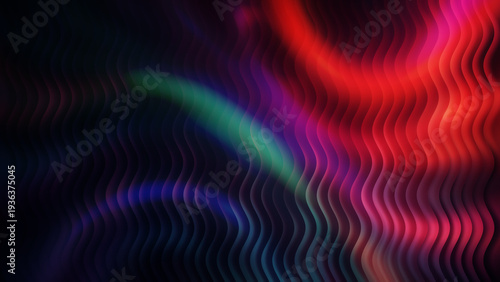 Vibrant multicolor wavy lines on dark background vector illustration