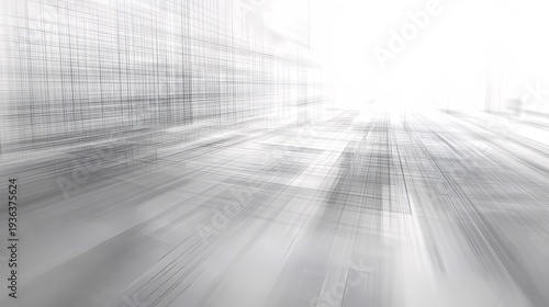 Futuristic urban infrastructure wireframe with bright perspective depth for architectural presentation and construction industry.