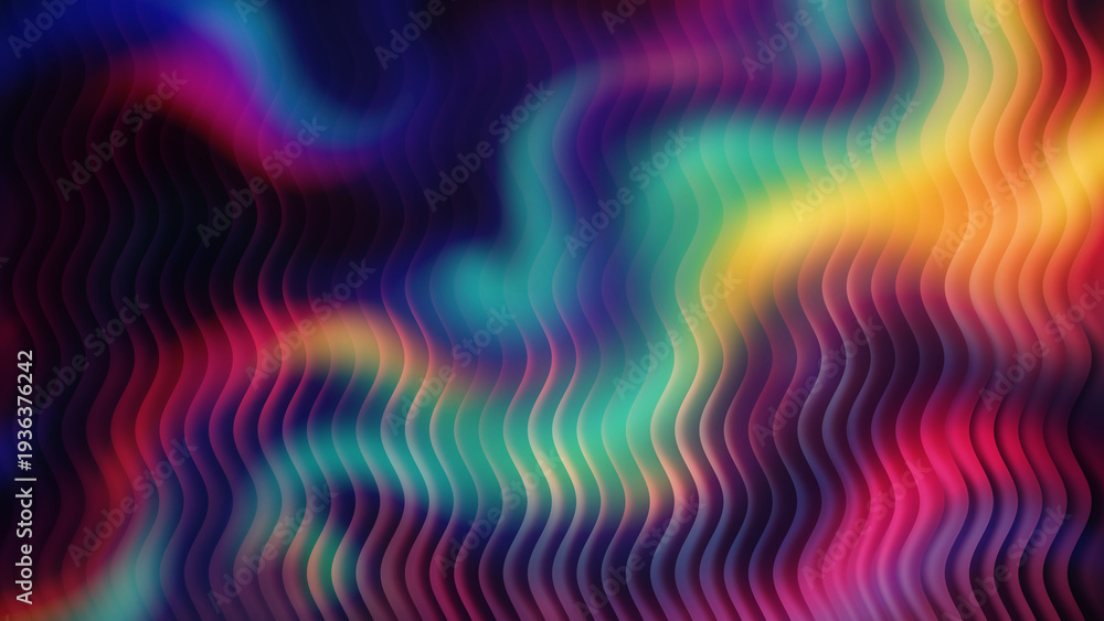 Obraz premium Vibrant rainbow wavy pattern vector illustration with colorful gradient, flat design