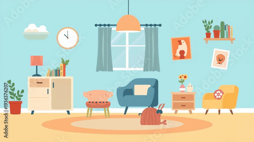 Kids room vector illustration background 
