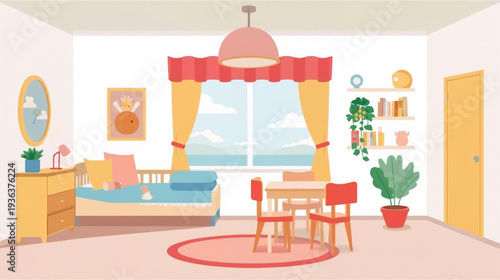 Kids room vector illustration background 