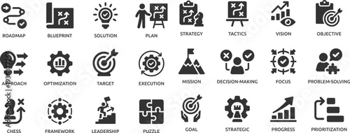 Business ethics icon set. Compliance, fairness, integrity, loyalty, trust, equality, code of conduct, honesty, anti corruption, transparency.