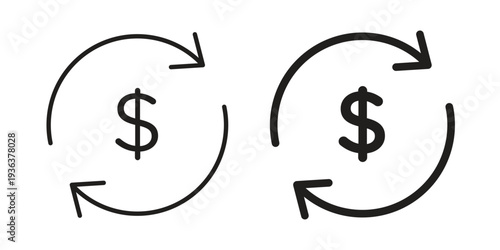 Money exchange icon linear symbol. Vector Designs.