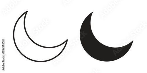 Moon icon linear symbol. Vector Designs.