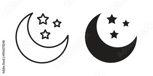 Moon stars icon linear symbol. Vector Designs.