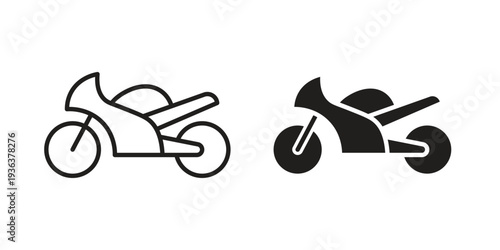 Motorcycle icon linear symbol. Vector Designs.