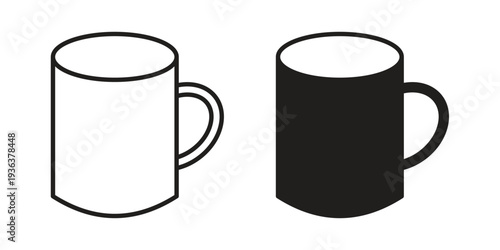 Mug icon linear symbol. Vector Designs.