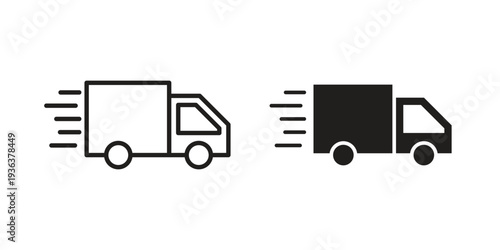Moving truck icon linear symbol. Vector Designs.