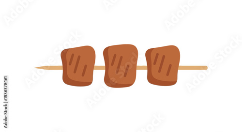 Meat Skewers on White Background