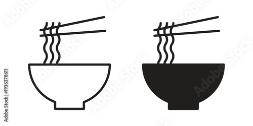 Noodles icon linear symbol. Vector Designs.