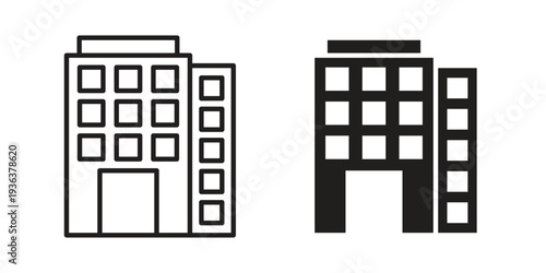 Office Building icon linear symbol. Vector Designs.