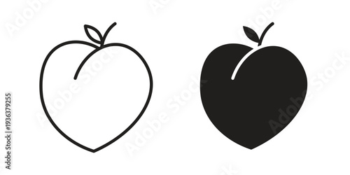 Peach icon linear symbol. Vector Designs.
