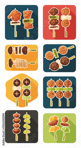 Assorted Skewers of Grilled Food