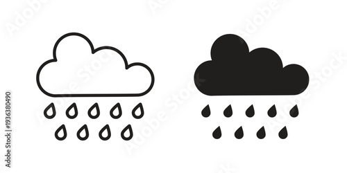 Rain icon linear symbol. Vector Designs.