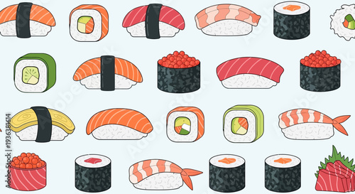 Assorted Sushi Rolls and Nigiri Platter